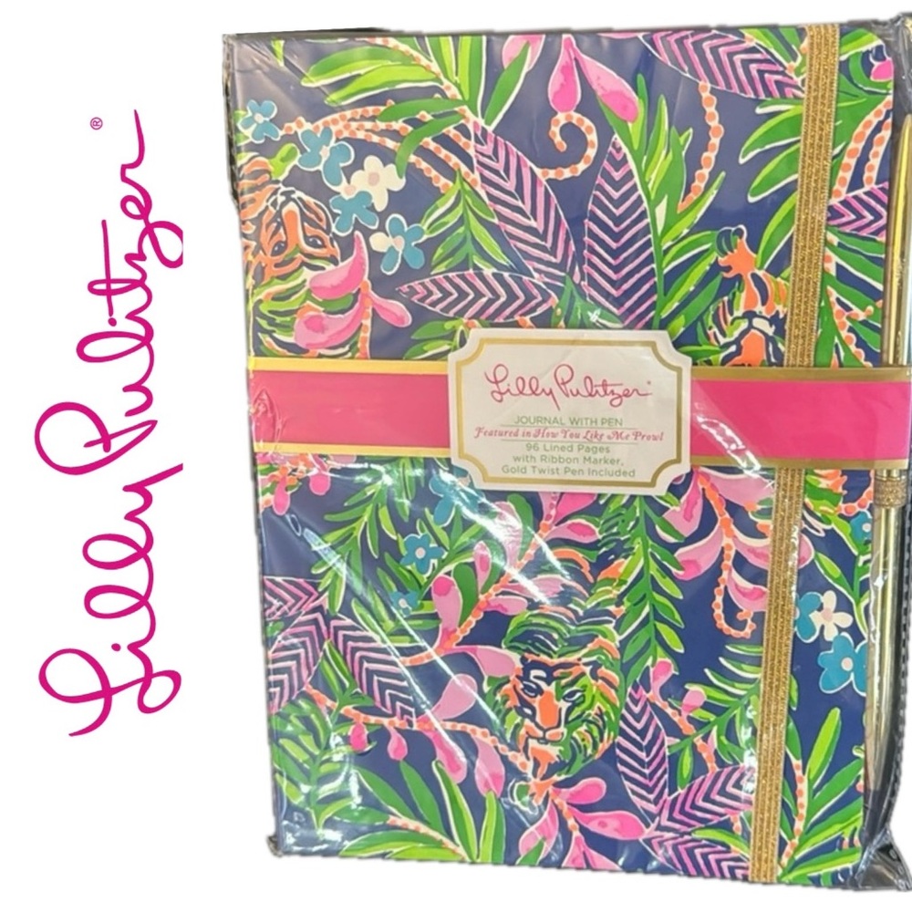 NEW Journal Notebook gold twist pen ribbon marker Lilly Pulitzer paper note book